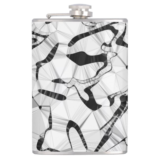 Black and White in Motion Hip Flask (Front)