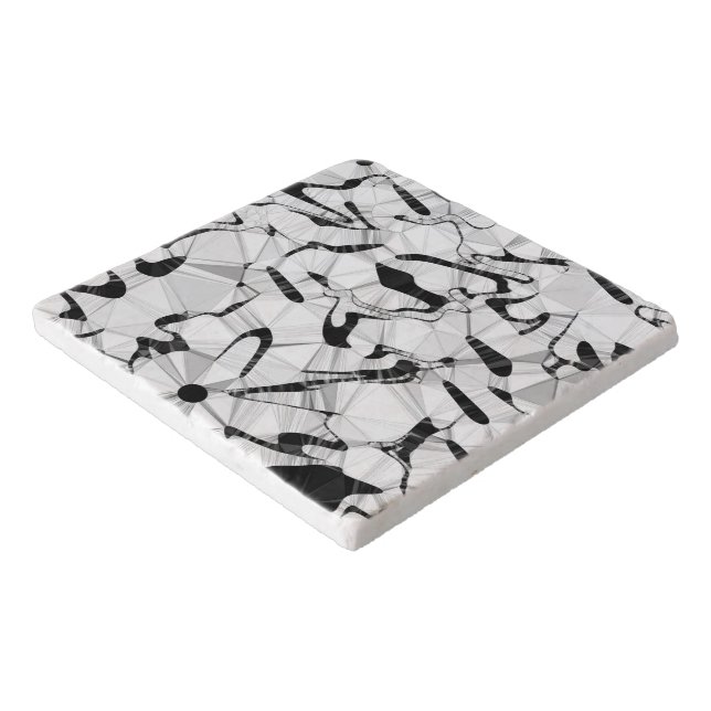 Black and White in Motion Marble Trivet (Corner)