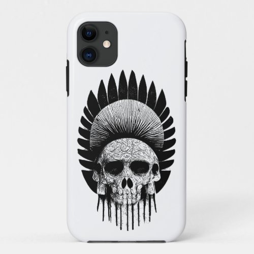 Black And White Indian Skull iPhone 11 Case