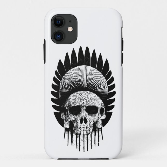 Black And White Indian Skull Case-Mate iPhone Case (Back)
