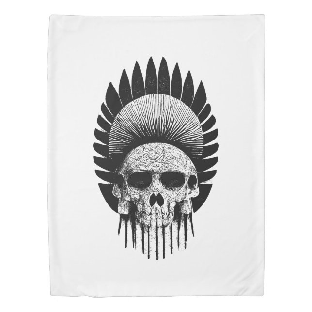 Black And White Indian Skull Duvet Cover (Front)