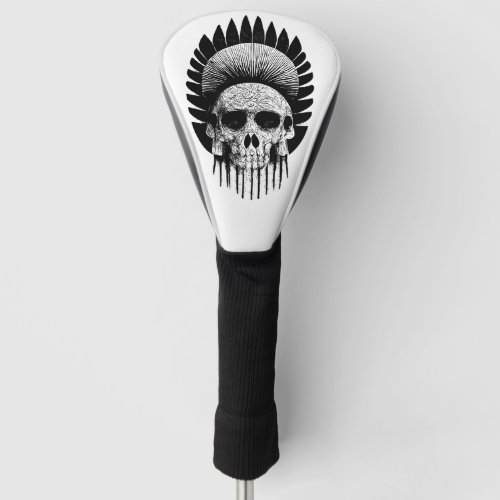 Black And White Indian Skull Golf Head Cover