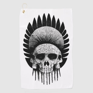 Black And White Indian Skull Golf Towel