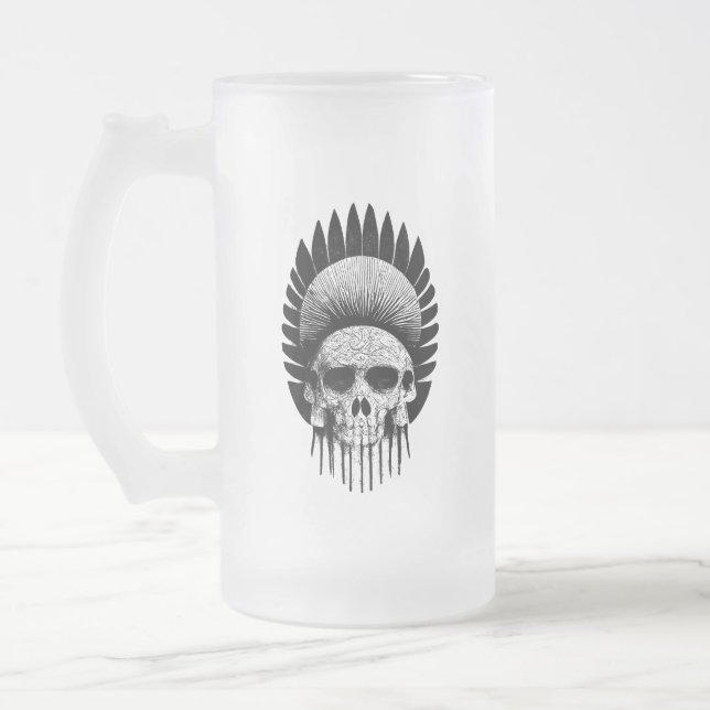 Black And White Indian Skull Mug (Left)