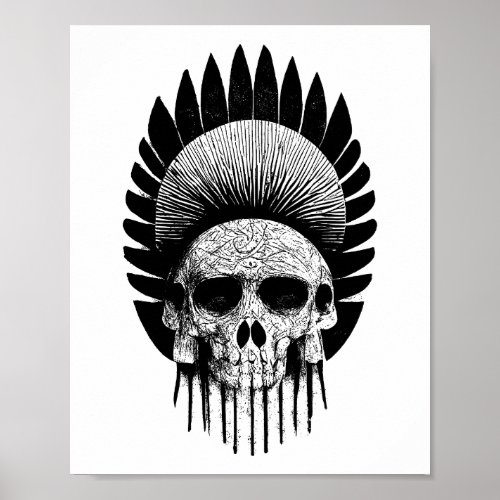 Black And White Indian Skull Poster