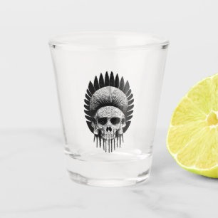 Black And White Indian Skull Shot Glass