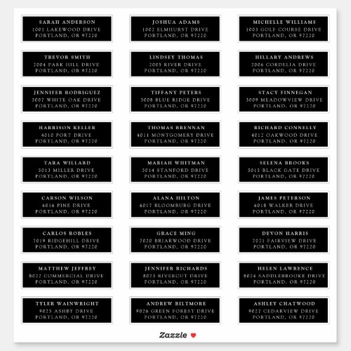 Black and White  Individual Guest Address Labels
