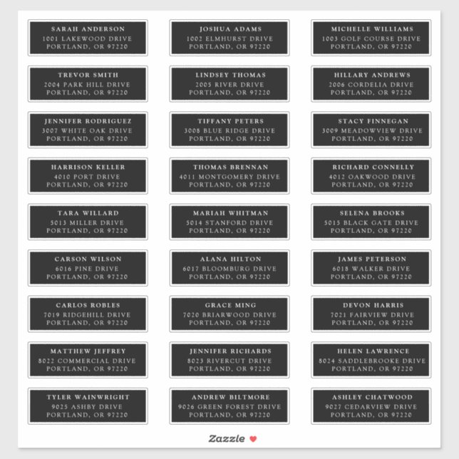 Black and White | Individual Guest Address Labels (Sheet)