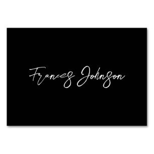 Black and White Individual Name Table Card