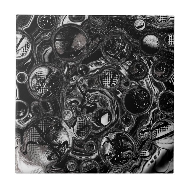 Black and White Infinity Ceramic Tile (Front)