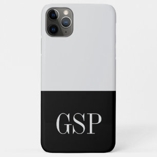 Black and White Initial Color Block iPhone 11 Pro Max Case