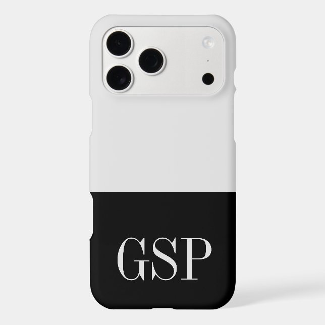 Black and White Initial Color Block Iphone Case (Back)