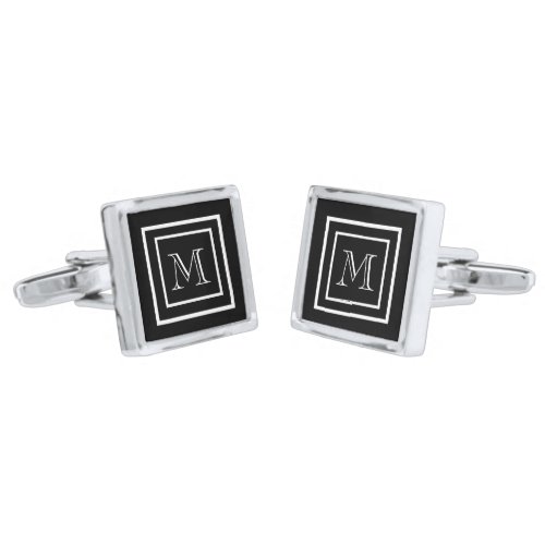 Black and White Initial Cuff Links