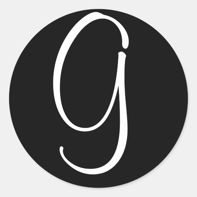 Black and White Initial G - Customize - Customized Classic Round Sticker (Front)
