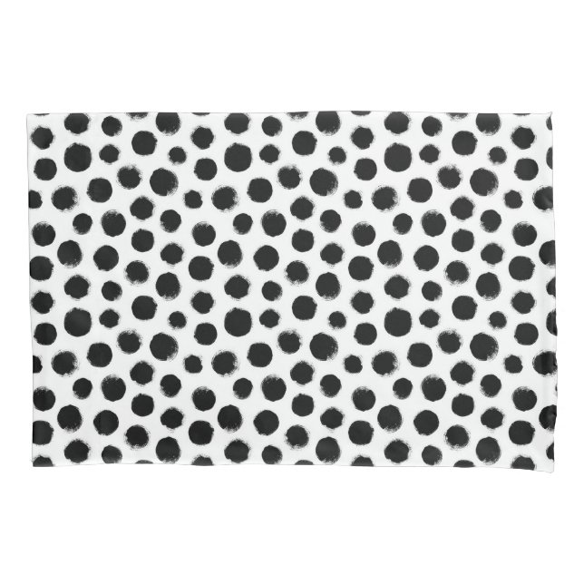 Black and White Ink Dots Modern Pillow Case (Front)