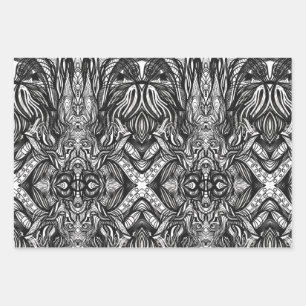 Black and White ink drawings Wrapping Paper Sheets