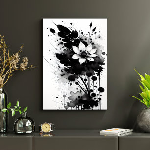 Black and White Ink Trendy Modern Art Design Poster