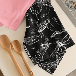 Black and White Insects Love Bug Kitchen Towel