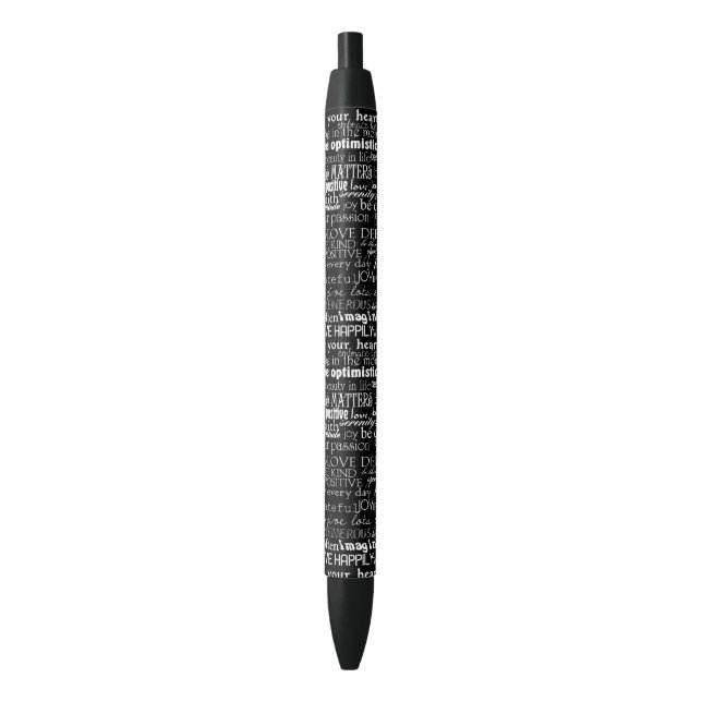 Black and White Inspirational Words Pen (Front Vertical)