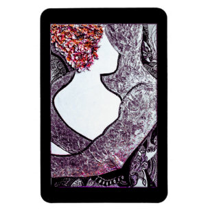 Black and white Interracial couple hugging artwork Magnet