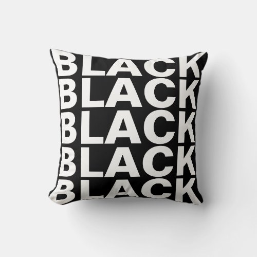 Black and white inverted color bold typography throw pillow