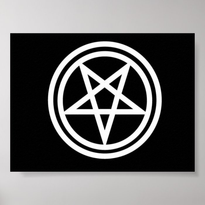 Black and white inverted pentagram poster, med.