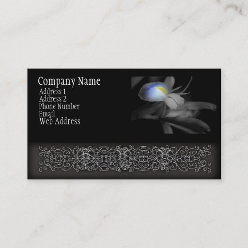 Customizable Black and White Iris Flower Photograph Business Card Template