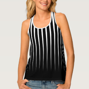 Black and White Irregular Vertical Stripes Tank Top
