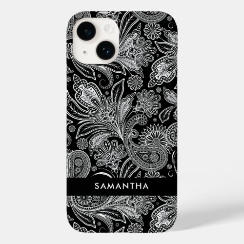 Black and White Islamic Motive  Paisley Pattern Case_Mate iPhone 14 Case