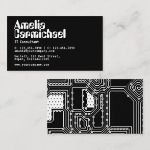 Black and White IT Technology Consultant Business Card