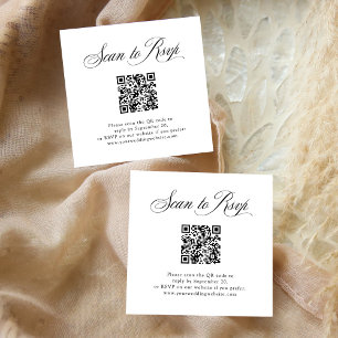 Black and White Italian Elegance RSVP with QR Code Enclosure Card