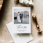 Black and White Italian Elegance Two Photo Wedding Thank You Card<br><div class="desc">This elegant,  black and white wedding thank you card features classic,  old-world style with romantic calligraphy and two of your favorite wedding photos.</div>