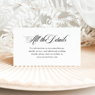 Black and White Italian Elegance Wedding Details Enclosure Card