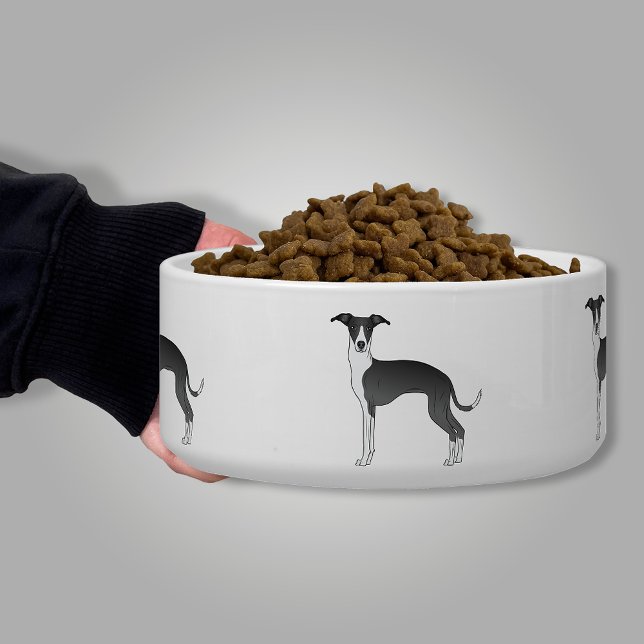 Black And White Italian Greyhound Cartoon Dogs Bowl (Creator Uploaded)
