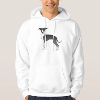 Black And White Italian Greyhound Cute Cartoon Dog Hoodie
