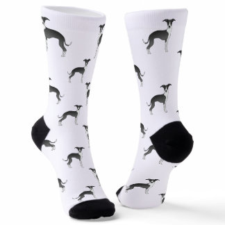 Black And White Italian Greyhound Cute Dog Pattern Socks