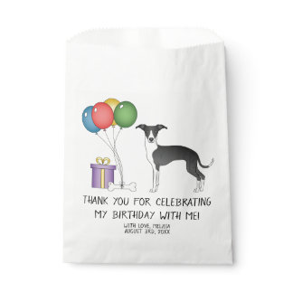 Black And White Italian Greyhound Dog Birthday Favor Bag