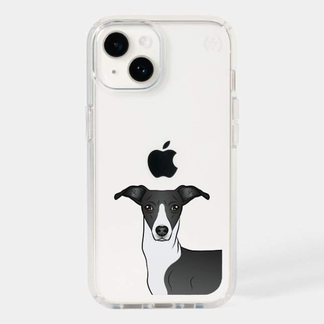Black And White Italian Greyhound Dog Head Speck iPhone Case (Front)