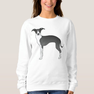 Black And White Italian Greyhound Dog Illustration Sweatshirt