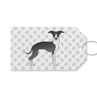 Black And White Italian Greyhound Dog With Paws Gift Tags