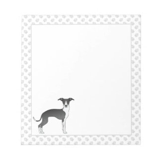 Black And White Italian Greyhound Dog With Paws Notepad
