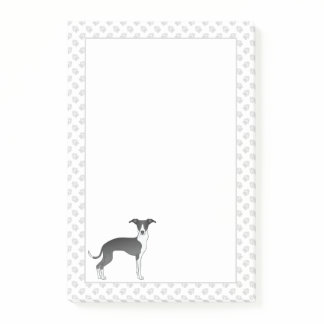 Black And White Italian Greyhound Dog With Paws Post-it Notes