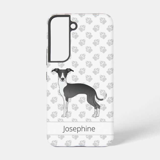 Black And White Italian Greyhound Dog With Paws Samsung Galaxy Case (Back)