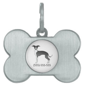 Black And White Italian Greyhound & Phone Number Pet ID Tag