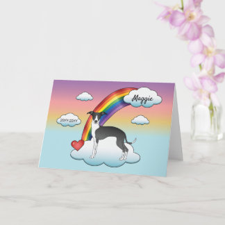 Black And White Italian Greyhound Rainbow Memorial Card