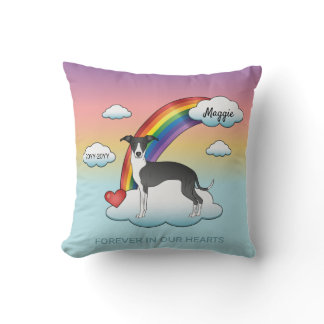 Black And White Italian Greyhound Rainbow Memorial Throw Pillow