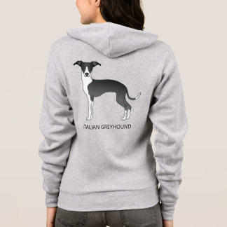 Black And White Italian Greyhound With Custom Text Hoodie