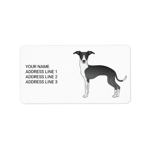 Black And White Italian Greyhound With Custom Text Label