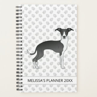Black And White Italian Greyhound With Custom Text Planner