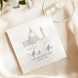 Black and White | Italian Illustration Wedding Napkins